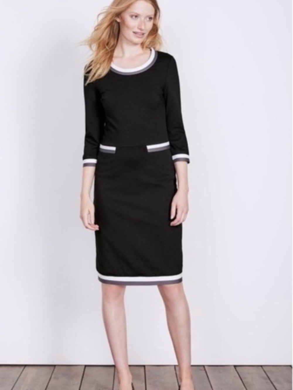 NWOT BODEN Gloria Ponte Black Dress With Pockets UK 8R / US 4R